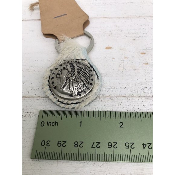 New Montana West Keychain Purse Key Ring Concho Native American Cowhide Hair - Picture 3 of 7